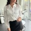 Chemise blanche avec épaules dentelle  - Modèle Katia
