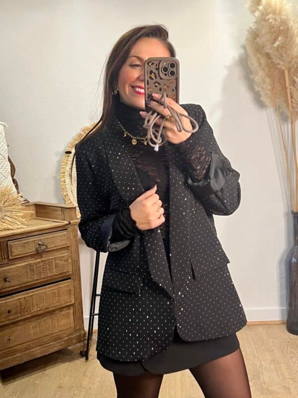 img_3794-2 Blazer noir à strass argenté- Modèle Clementine ( belle taille)