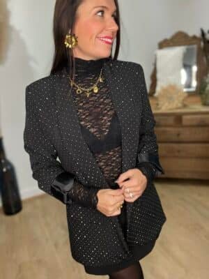 Blazer noir à strass argenté- Modèle Clementine