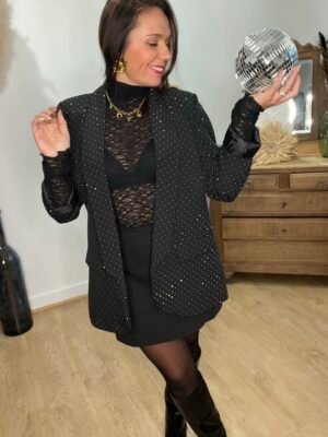 img_3827-2 Blazer noir à strass argenté- Modèle Clementine ( belle taille)
