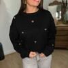 Pull noir à cœurs  métalliques – Modèle Sutton