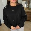 Pull noir à cœurs  métalliques – Modèle Sutton