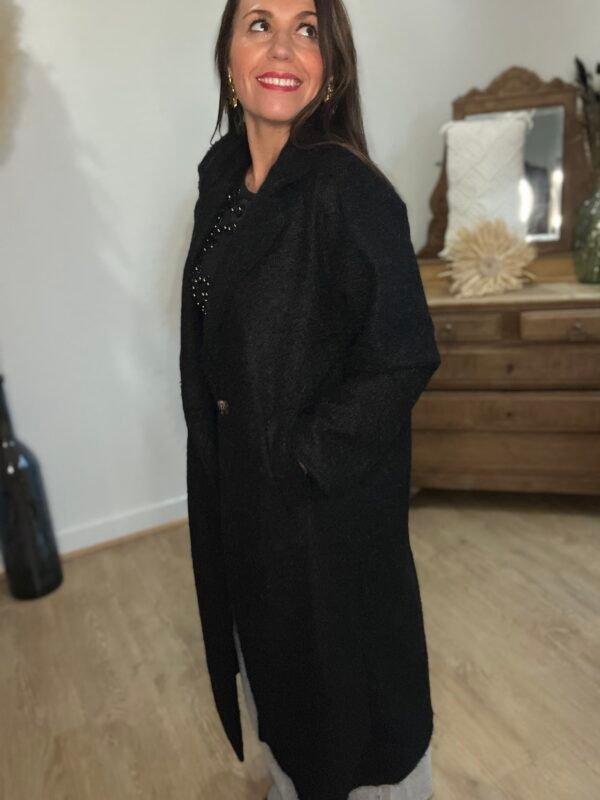 Manteau long noir – Modèle Marion