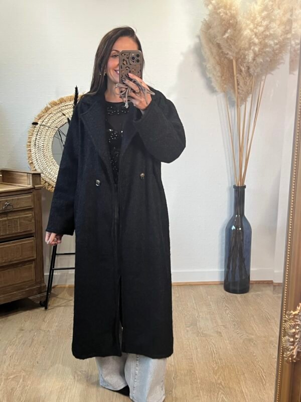 Manteau long noir – Modèle Marion