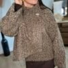 Manteau court en laine bouclée marron  – Modèle Stephy