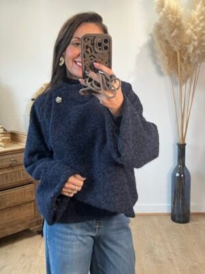 img_4087 Manteau court en laine bouclée bleu marine – Modèle Stephy