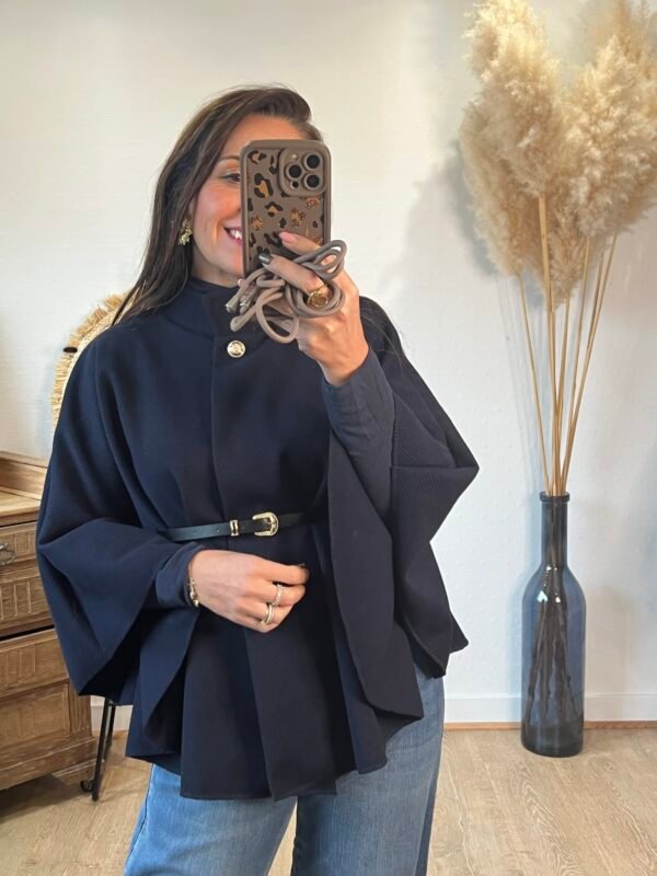 img_4101 Cape bleu marine ceinturée – Modèle Katty