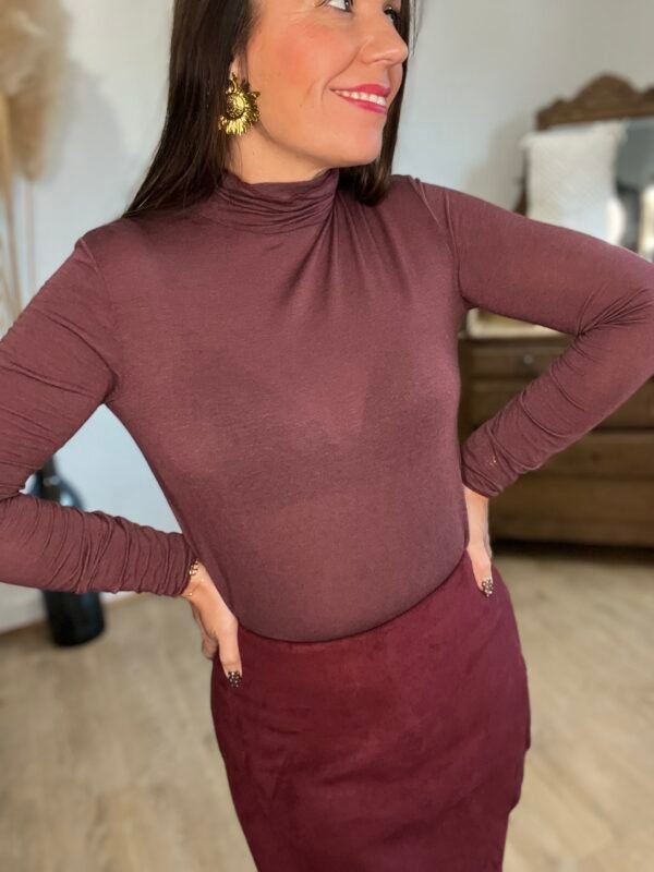 Sous pull col roulé lie de vin  – Modèle Romy