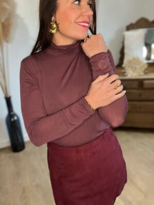 Sous pull col roulé lie de vin  – Modèle Romy