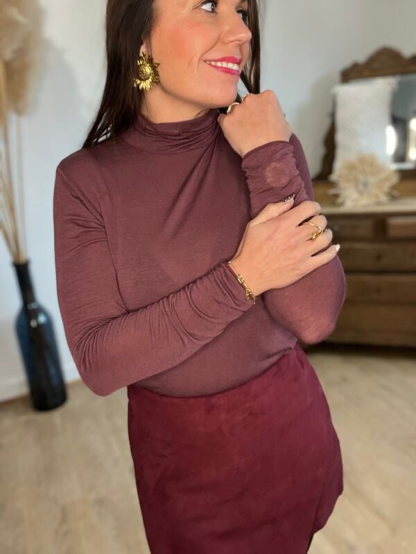 Sous pull col roulé lie de vin  – Modèle Romy