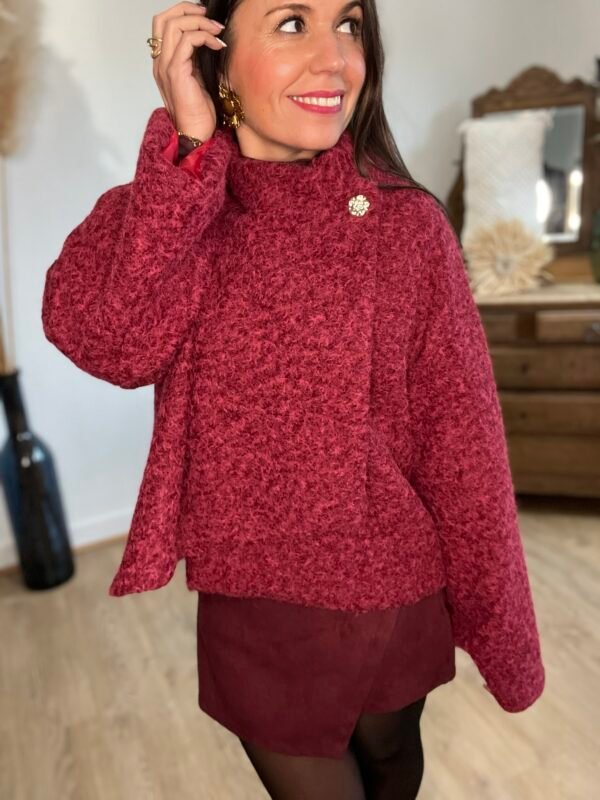 img_4136 Manteau court en laine bouclée bordeaux – Modèle Stephy