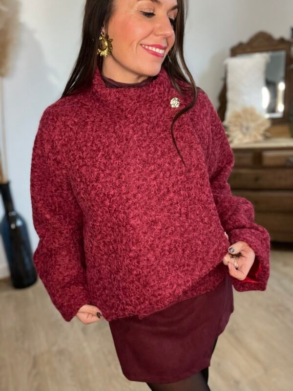 img_4140 Manteau court en laine bouclée bordeaux – Modèle Stephy