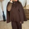 Pull cape poncho marron – Modèle Charly