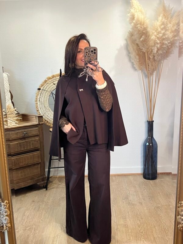 Pull cape poncho marron – Modèle Charly