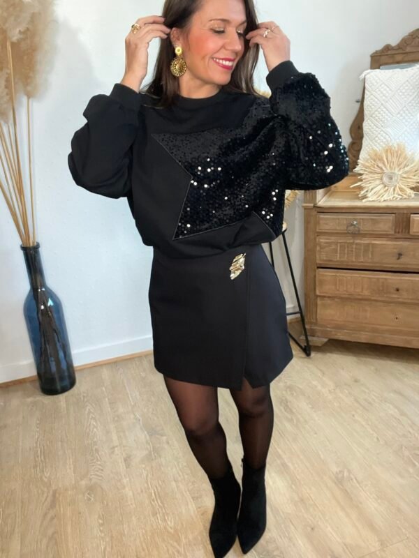 Jupe short bijou noir - Modèle Eden