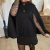 Pull cape poncho noir – Modèle Charly