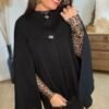 Pull cape poncho noir – Modèle Charly