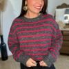 Pull rayé gris et rose – Modèle Rachel