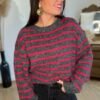 Pull rayé gris et rose – Modèle Rachel