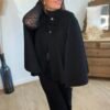 Pull cape poncho noir – Modèle Charly