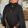 Pull cape poncho noir – Modèle Charly