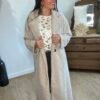 manteau long beige laine bouillie Manteau long beige– Modèle Marion