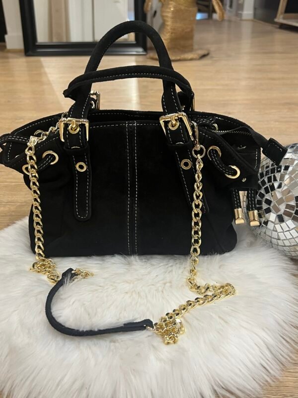 Sac cuir Suède lacet Noir taille mini – Modèle Ruby