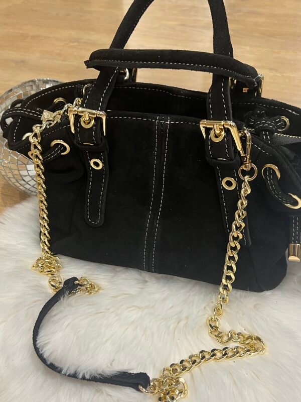 Sac cuir Suède lacet Noir taille mini – Modèle Ruby