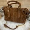 Sac cuir Suède lacet taupe camel  mini – Modèle Ruby