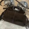 Sac à main avec franges cuir daim marron – Modèle Magali