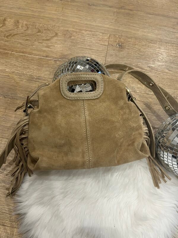 Sac à main avec franges cuir daim beige – Modèle Magali