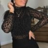 top dentelle leopard noir Sous pull léopard Noir - modèle Nicky