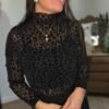sous pull leopard noir pailleté Sous pull léopard Noir - modèle Nicky