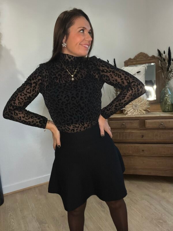 sous pull lurex leopard pailleté Sous pull léopard Noir - modèle Nicky