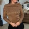 pull lurex bronze Pull caramel pailleté - Modèle Marta