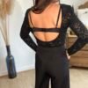 body noir dos nu Body noir dentelle et paillettes - Modèle Lola