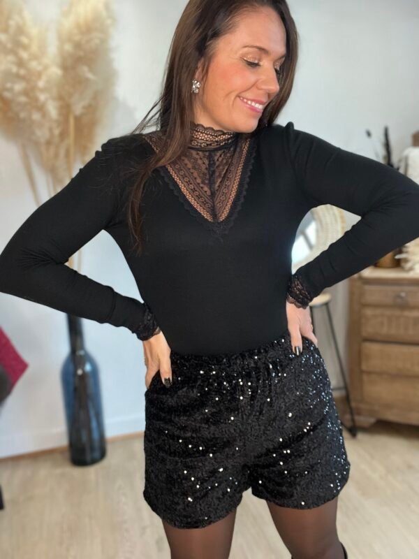 short à sequins noir Short à sequins noir - modèle séquoia