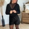 short noir à sequins Short à sequins noir - modèle séquoia