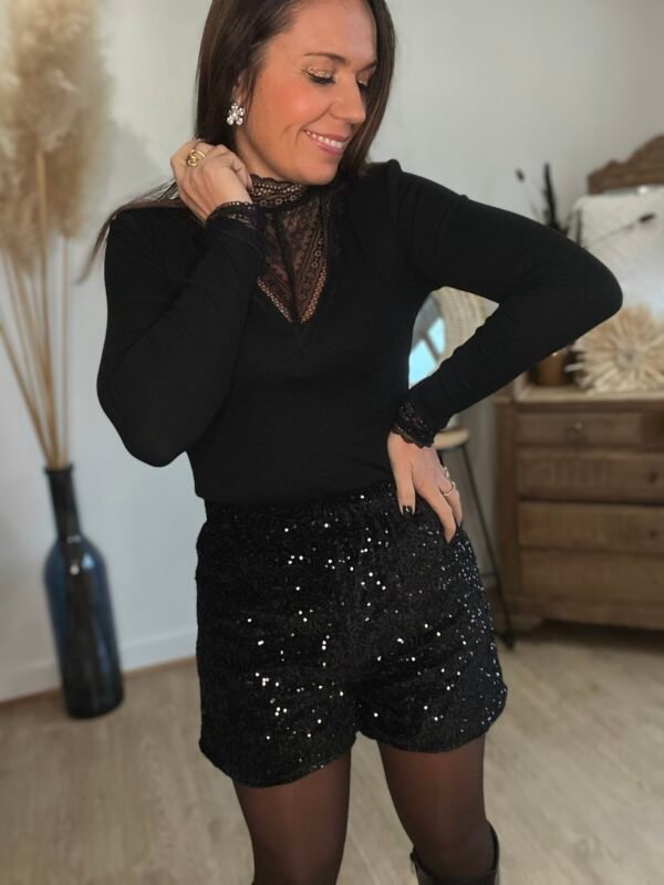 short sequins noir Short à sequins noir - modèle séquoia