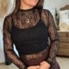 blouse dentelle noire Sous pull dentelle fine noir - modèle Esmee