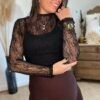sous pull dentelle fine noire Sous pull dentelle fine noir - modèle Esmee