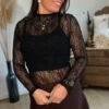 sous pull noir dentelle Sous pull dentelle fine noir - modèle Esmee