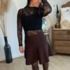 jupe marron en maille Jupe évasée marron - modèle Flynn