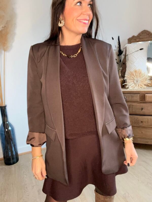 img_6051 Blazer marron col châle - Modèle Kathy