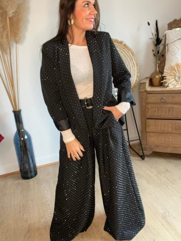 img_7265 Pantalon large noir à strass - Modèle Mallaury