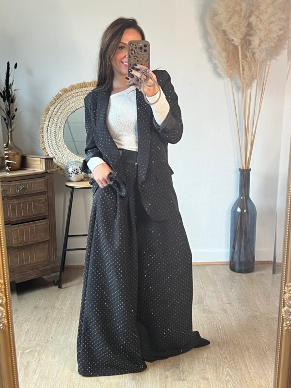 img_7270 Pantalon large noir à strass - Modèle Mallaury