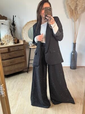 img_7273 Pantalon large noir à strass - Modèle Mallaury
