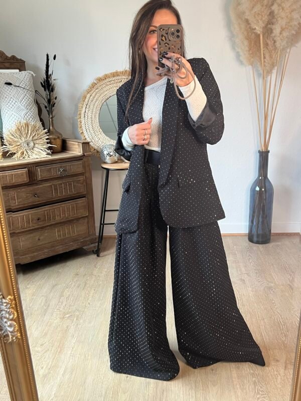 img_7273 Pantalon large noir à strass - Modèle Mallaury