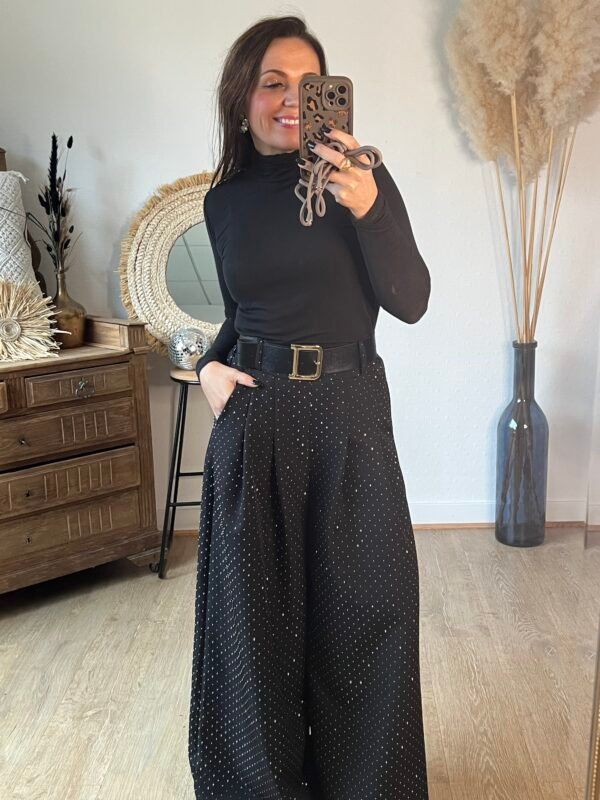 img_7282-2 Pantalon large noir à strass - Modèle Mallaury