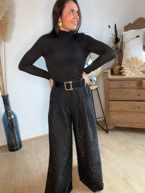 img_7376 Pantalon large noir à strass - Modèle Mallaury